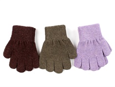 Mikk-line dark mink/slate black/chalk violet fingerless gloves wool/synthetic (3-pack)